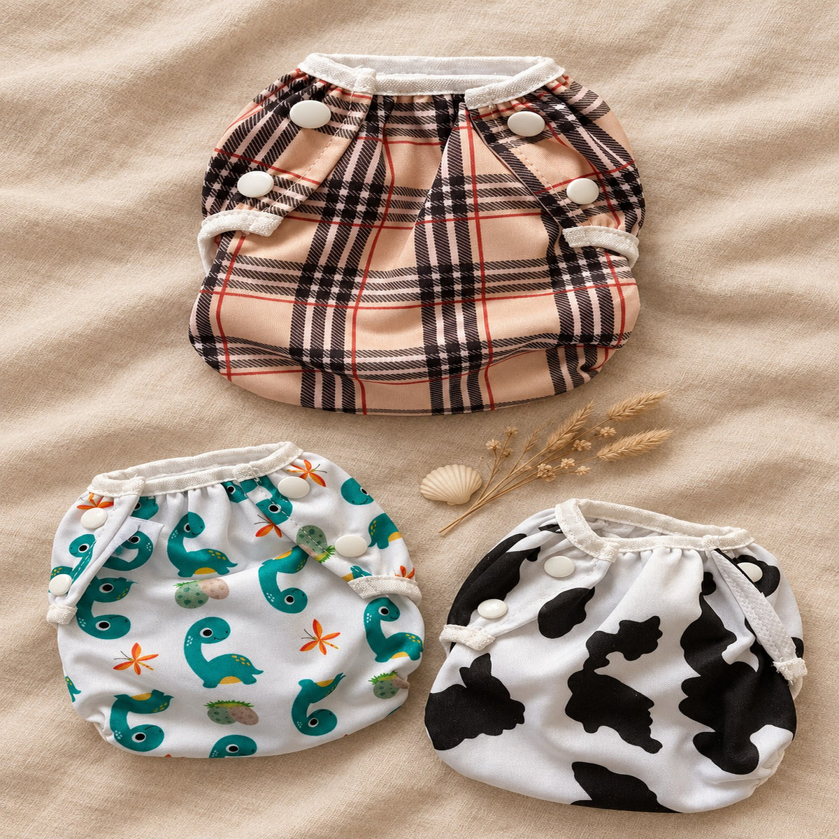 Wasbare zwemluier Fashion design – collectie flat-lay