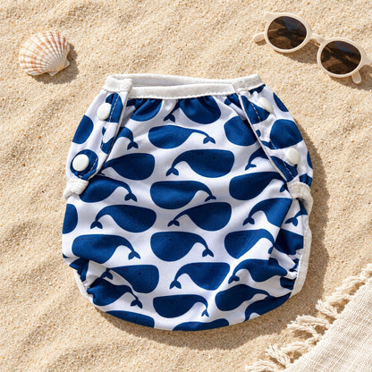 Wasbare zwemluier Walvis design – strand flat-lay